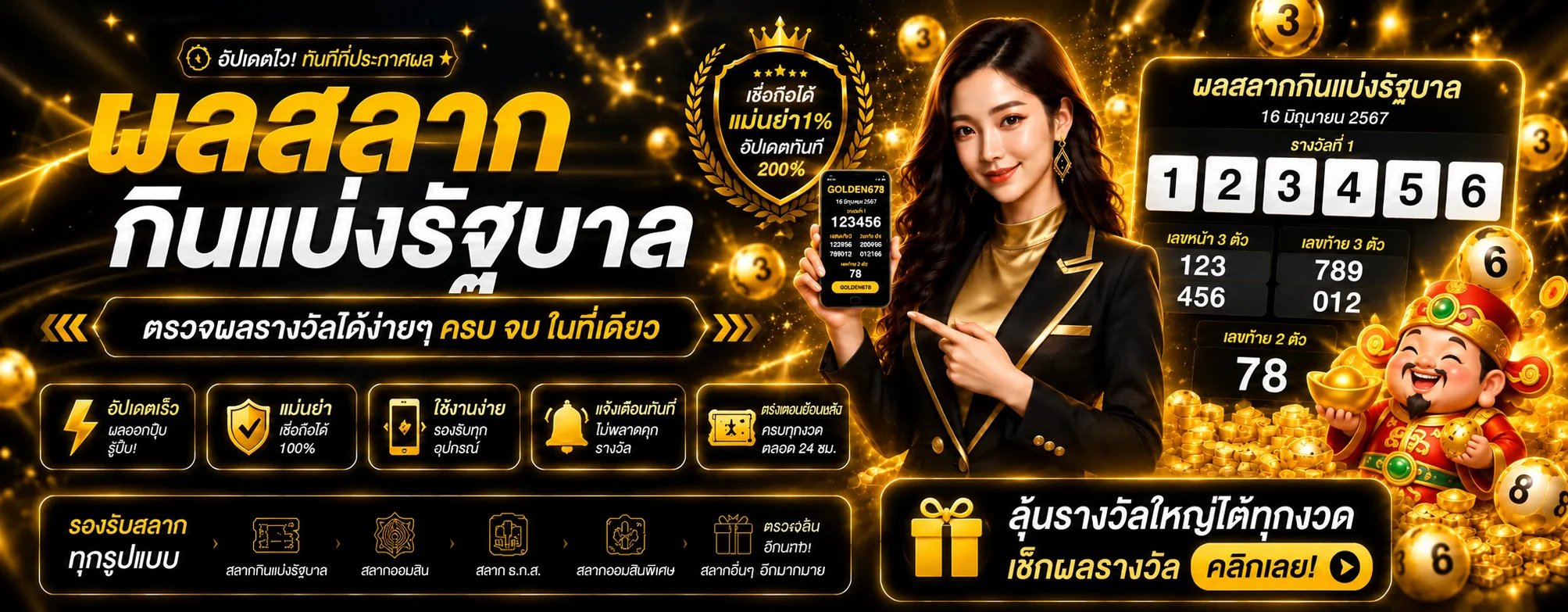 GOLDEN678 หวย ผลสลากและรางวัล